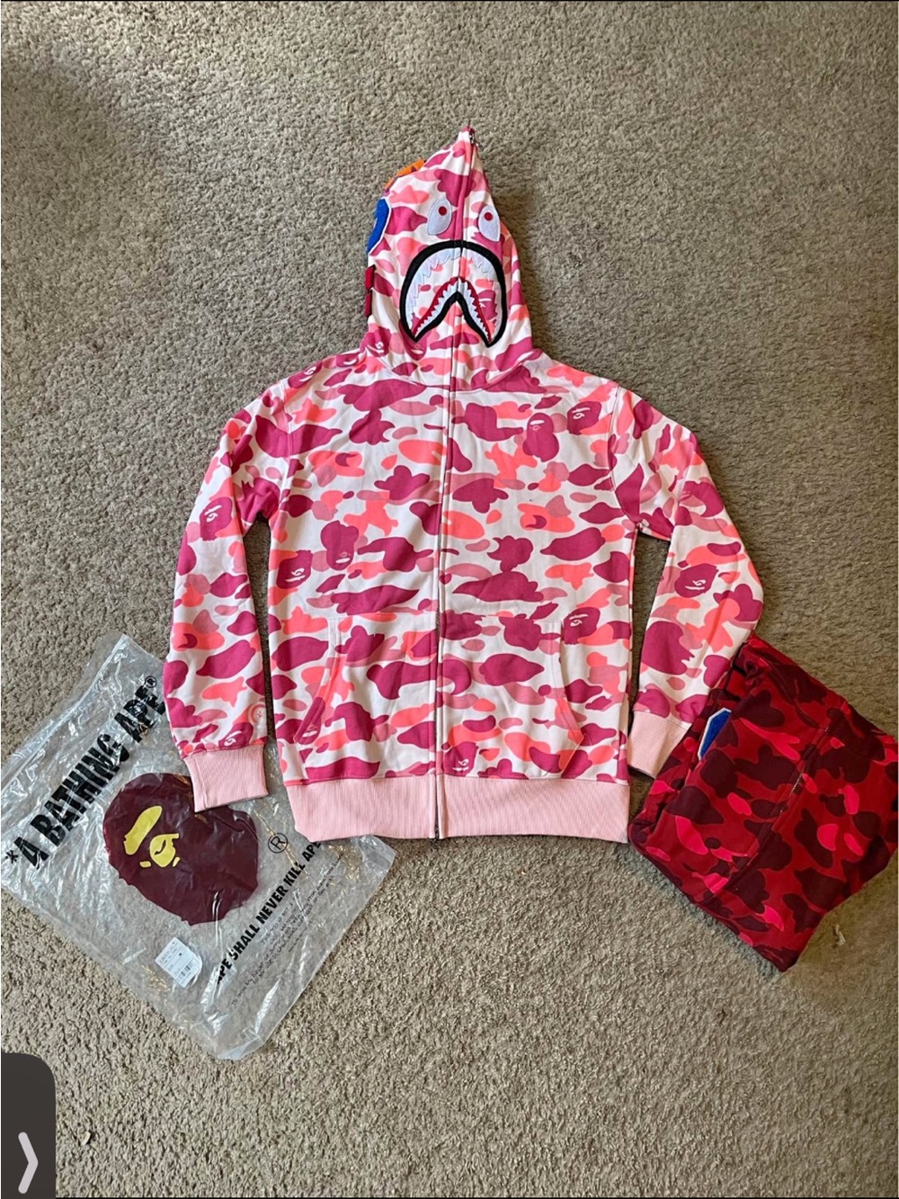 Bape Pink Camo Shark Zip-Up Hoodie